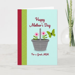 Cesta Cinza Floral Cartão para Mães