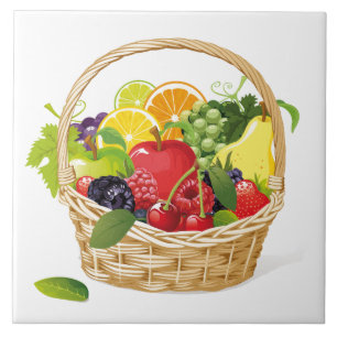 Cesta da Trivet-Fruta do azulejo