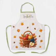 Cesta de Colheita de outono com Maçãs e Folhas