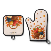 Cesta de Colheita de outono com Maçãs e Folhas