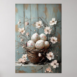 Cesta de Flores de Páscoa, Impressão de Primavera,