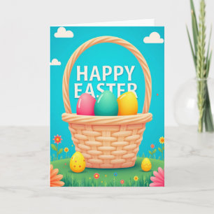 Cesta de Primavera Feliz Cartão de Ovo