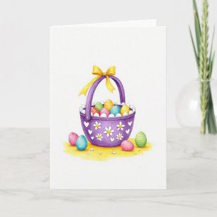 Cesta Oviforme de Primavera Pintada Cartão