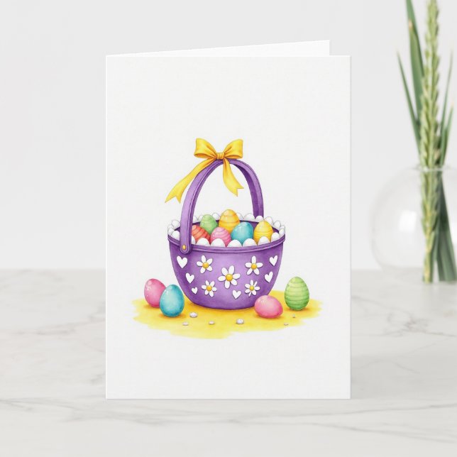 Cesta Oviforme de Primavera Pintada Cartão (Frente)