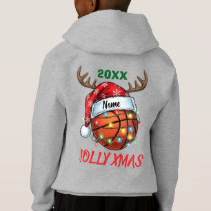 Cesto de Basquete com Chapéu de Papai Noel Rena de