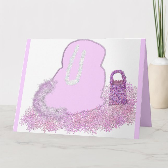 Cesto de Coelhinho de Páscoa com cartão de flores (Frente)