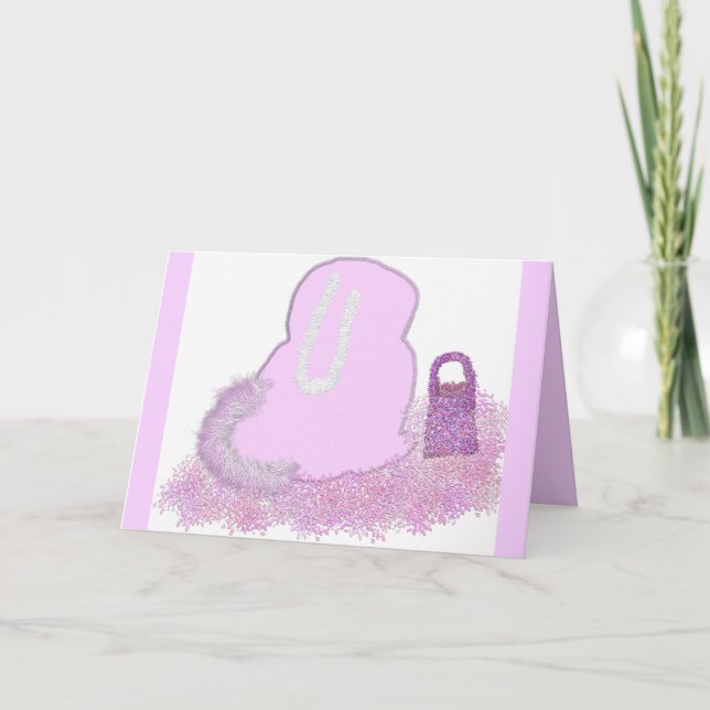 Cesto de Coelhinho de Páscoa com cartão de flores (Frente)