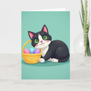 Cesto de Gato Fofo Cartão de Amigo