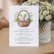 Cesto de páscoas com ovos e caçada de ovos Convite