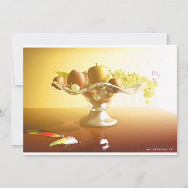 Cesto de vidro com frutas e bateria (Frente)