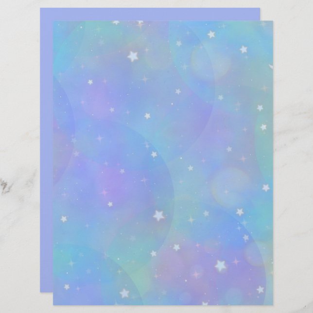 Céu azul brilhante com estrelas e nuvens (Frente/Verso)