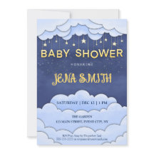 Céu Azul com Convite para Chá de fraldas de Estrel