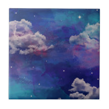 Céu Azul E Roxo Da Noite Estrelada