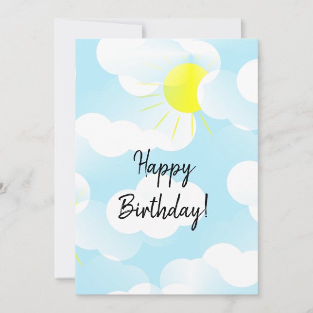 Céu Azul Sunny de Verão com Nuvens Desejos de Nasc (Frente)