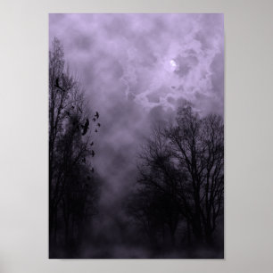 Céu de Halloween com Poster Ravens Ravens Purple 