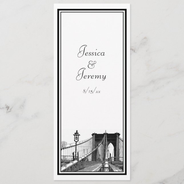 Céu de NYC Ponte do Brooklyn #2 Menu Recepção (Frente)