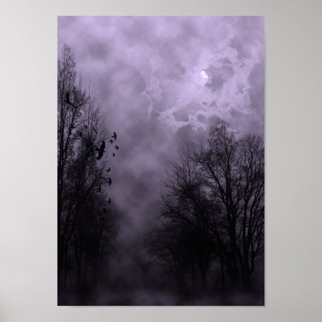 Céu Halloween com Ravens Purple Mist Poster (Frente)