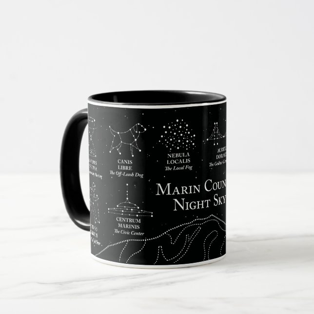Céu Noturno do Condado de Marin caneca 330 ml pret (Frente Esquerda)