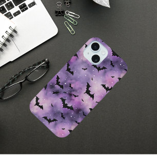 Céu Roxo de Halloween com Morcegos - Cute Estranho