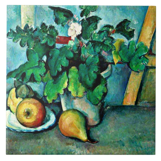 Cezanne - Pote de Primroses e Frutas, (Frente)
