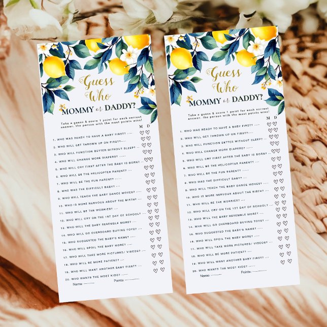 Chá Bebê Limão Guirlanda Adivinhe Quem é Mamãe ou  (Criador carregado)