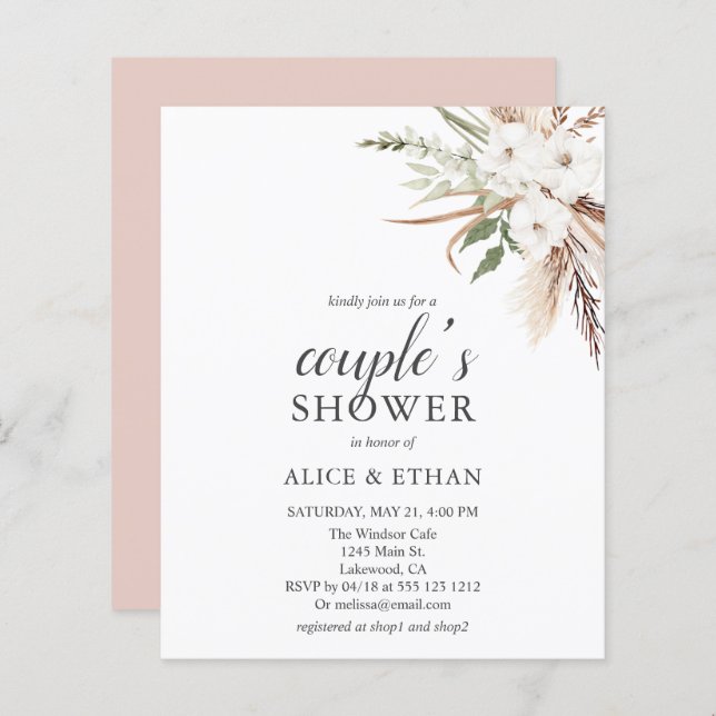 Chá Casais de Grama Pampa Boho Greenery (Frente/Verso)