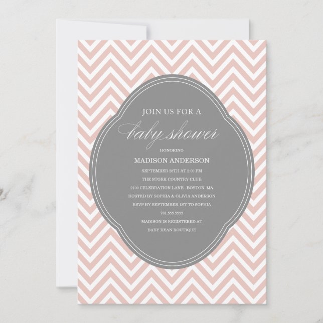 CHÁ CHEVRON| CONVITES PARA O ABY SHOWER (Frente)