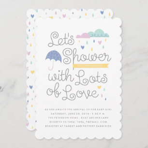 Chá com Convite para Chá de fraldas de Amor - Azul