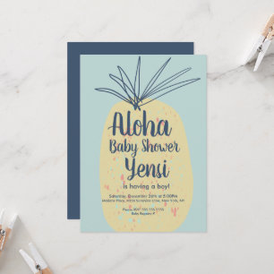 Chá de Bebê Arte de Abacaxi Tropical Verão Aloha