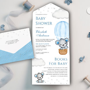 Chá de Bebê Balão de Ar Quente Urso de Pelúcia Azu