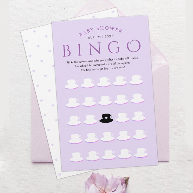 Chá de Bebê Bingo Rosa Lavanda Fofa Feminina  (Criador carregado)