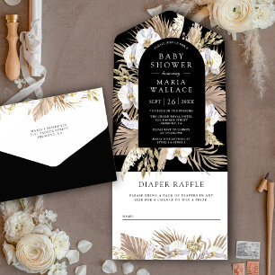 Chá de Bebê Boho Pampas Orquídea Branca Preto