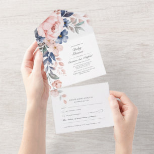 Chá de Bebê Botânico com Aquarela Floral Rosa
