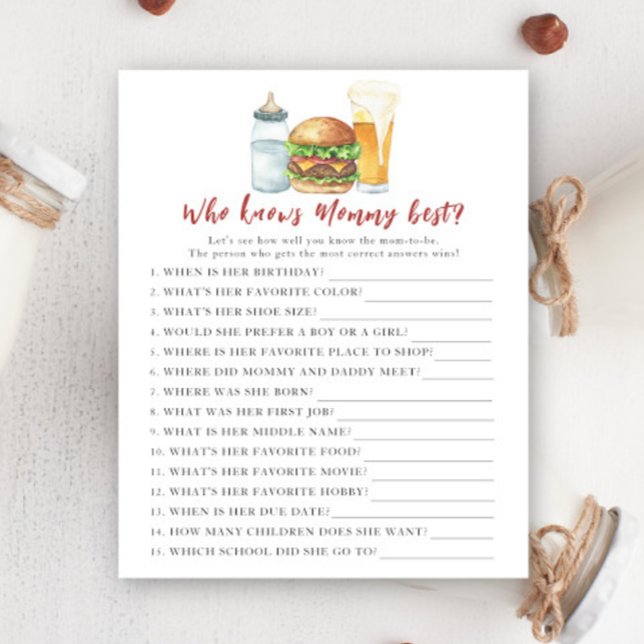 Chá de bebê Brewing - Quem conhece melhor a mamãe (Criador carregado)