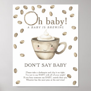 Chá de bebê cartoon de café - Não diga Poster de b