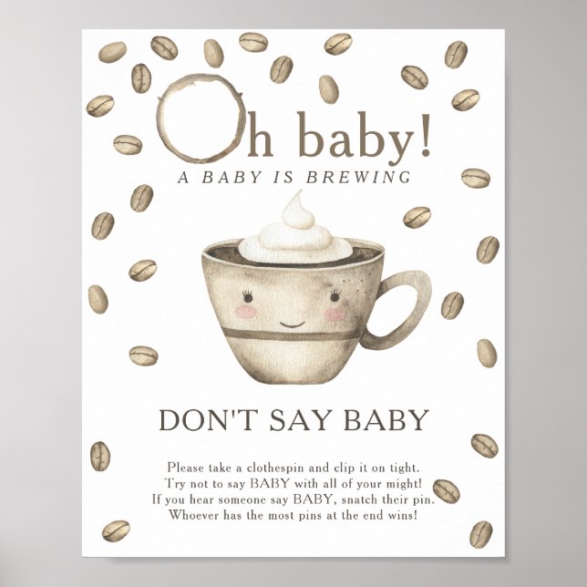 Chá de bebê cartoon de café - Não diga Poster de b (Frente)