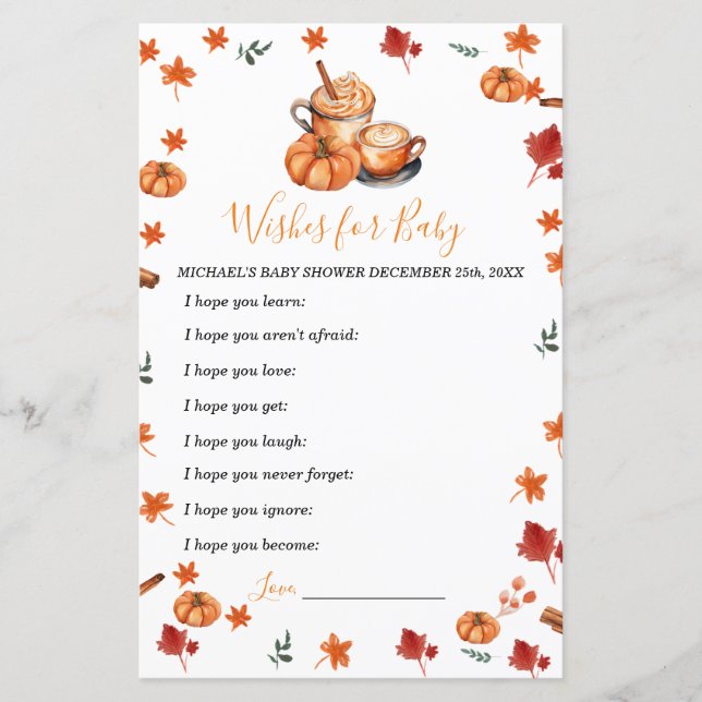 Chá de Bebê Cerveja Pumpkin Spice Desejos para Beb (Frente)