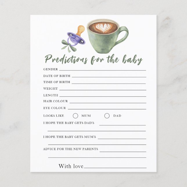 Chá de bebê com café - previsões e conselhos para  (Frente)