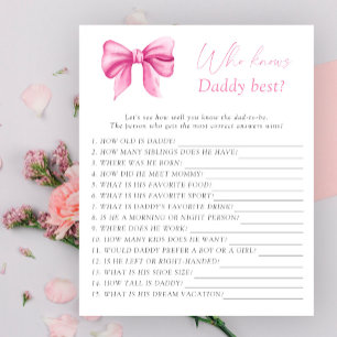 Chá de bebê com laço rosa Quem sabe melhor do papa