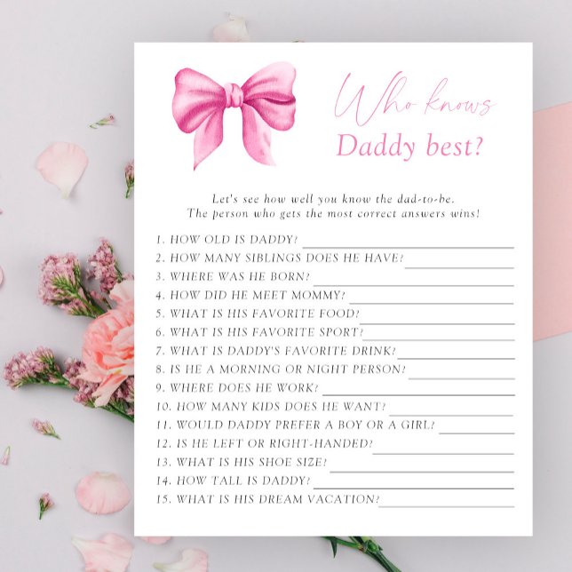 Chá de bebê com laço rosa Quem sabe melhor do papa (Criador carregado)
