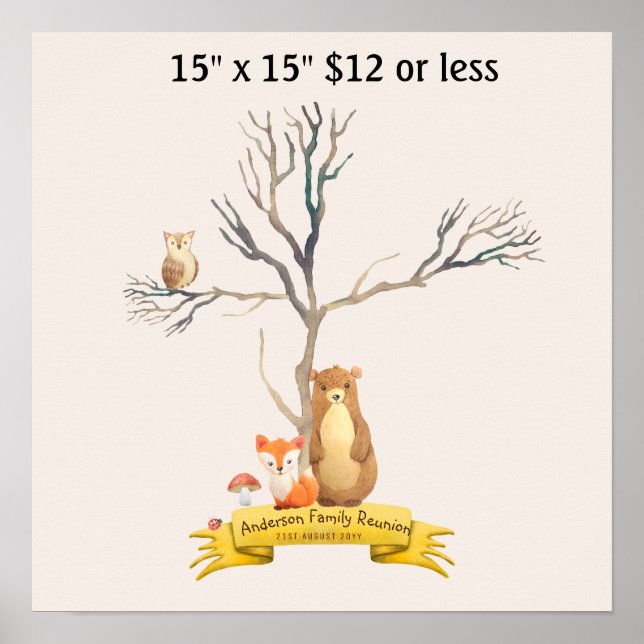 Chá de Bebê da Árvore de Impressão Digital ANIMAIS (Frente)