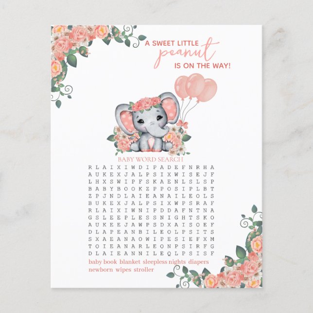 Chá de Bebê da Menina Elefante (Frente)