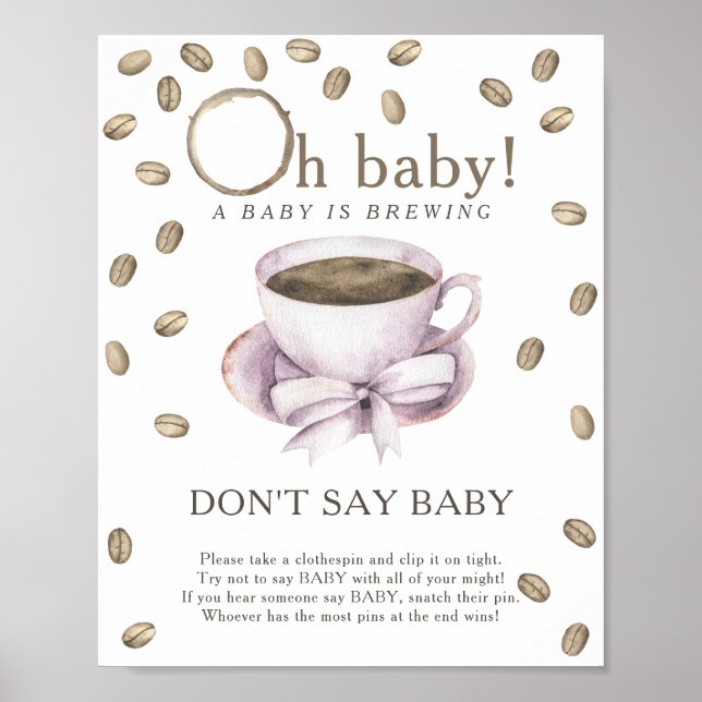 Chá de bebê de café - Não diga pôster de bebê (Frente)