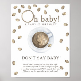 Chá de bebê de café - Não diga pôster de bebê