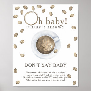 Chá de bebê de café - Não diga pôster de bebê