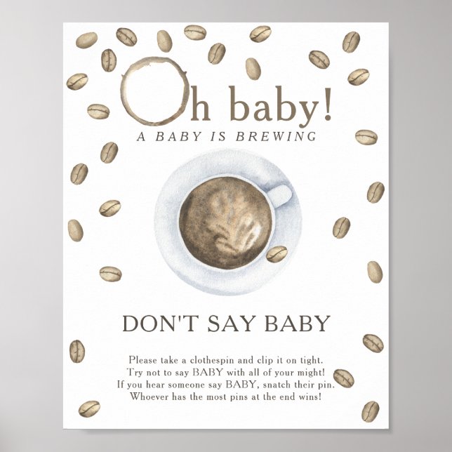 Chá de bebê de café - Não diga pôster de bebê (Frente)