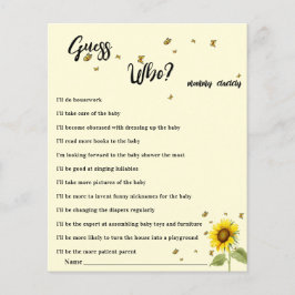 Chá de Bebê de Girassol e Borboleta - Jogo de Adiv