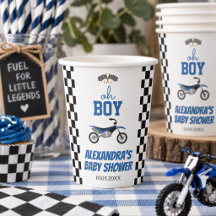 Chá de Bebê de Menino de Moto de Terra Xadrez