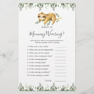 Chá de Bebê de Preguiça O que a Mamãe Está Vestind