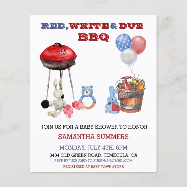 Chá de Bebê do Dia da Independência de 4 de Julho (Frente)